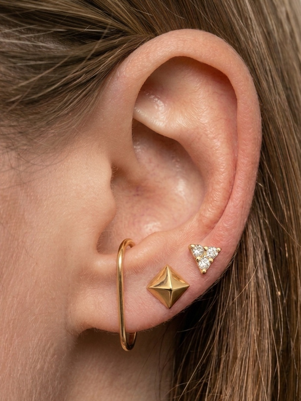 Real 14k Gold Wrap Stud Earring Minimalist Fine Jewelry Stylist Curated